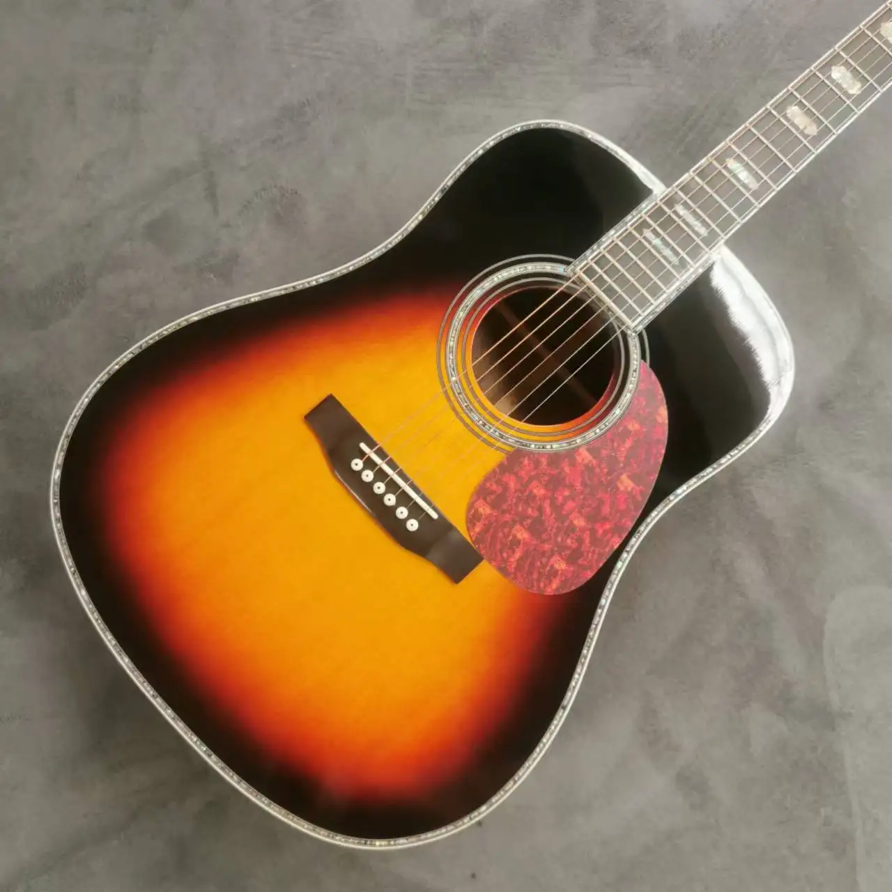 41 inch D45 series solid wood profile yellow full abalone inlaid glossy paint acoustic acoustic guitar