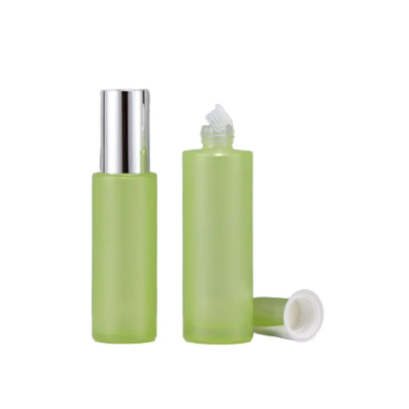 10Pcs Empty Packing Green Frosted Bottle Shiny Silver Cover With Inner Plug 20ml 40ml 60ml 80ml 100ml 120ml Refillable Container