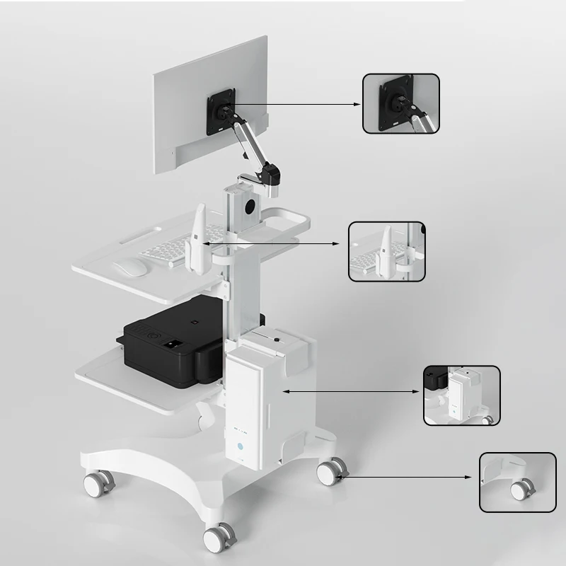 Dental Cart Laptop-Palette und oraler Scannerhalter für den mobilen Krankenhauswagen