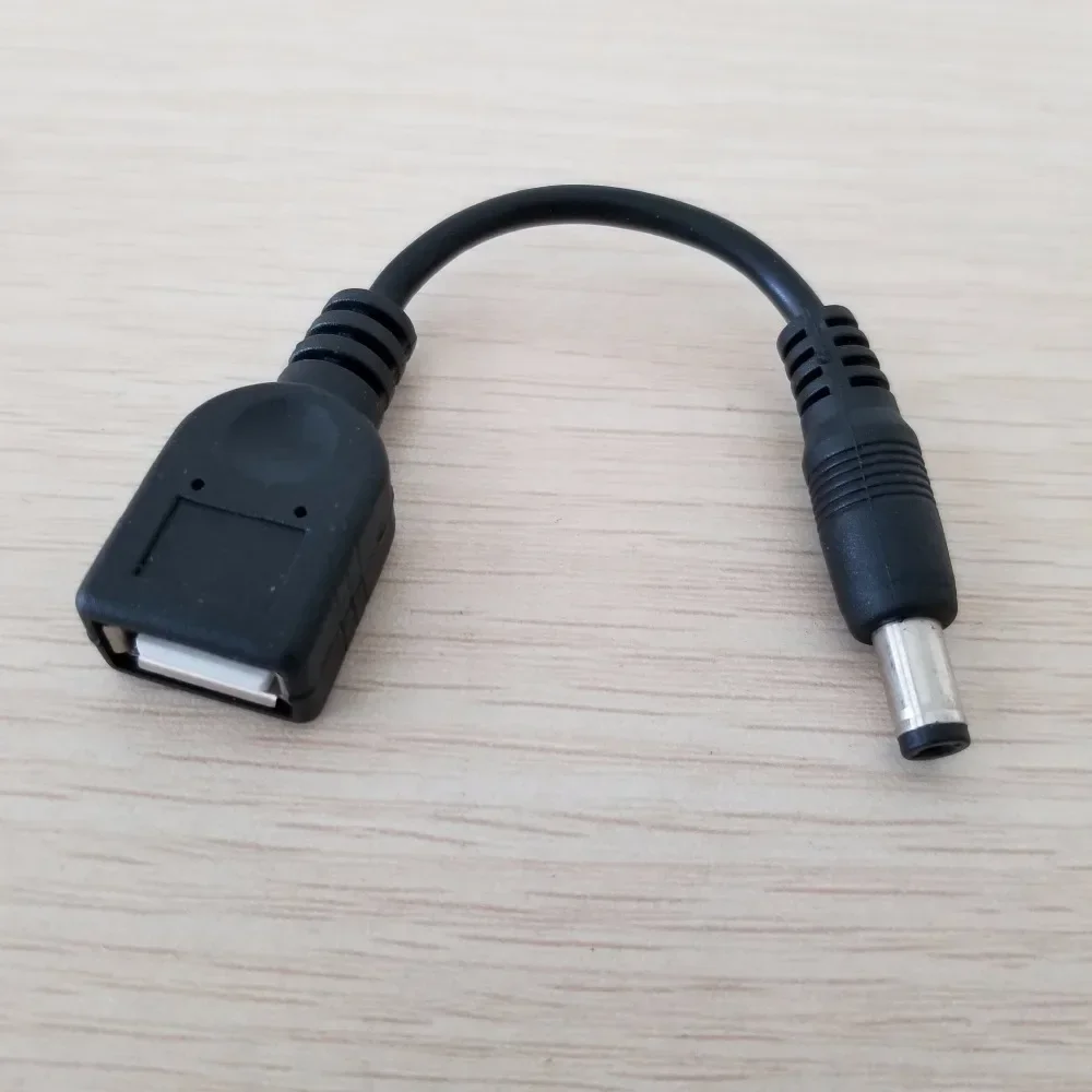 Adaptador macho de CC de 5,5mm x 2,1mm A USB tipo A, Cable de alimentación de extensión hembra de 12cm