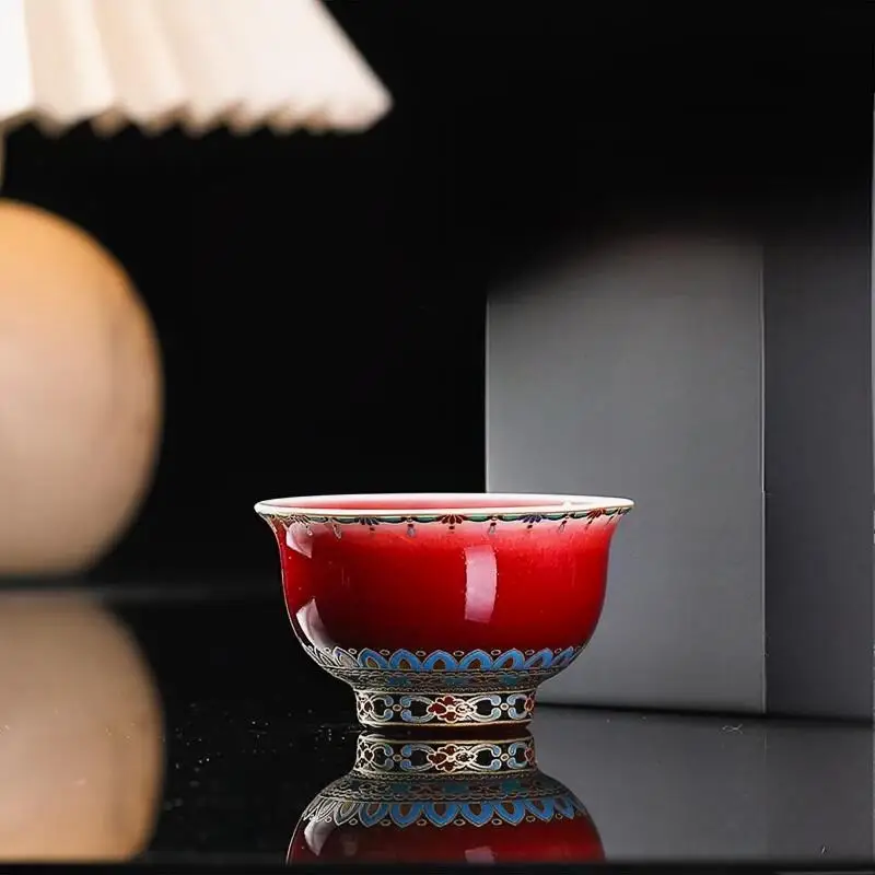 Chinese red underglaze Dunhuang teacup, suitable for home tea drinking, small cups for tasting tea, master's cup, single cup of