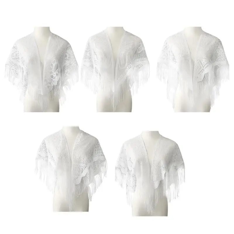 

652F Classical Lace Pattern Scarf Breathable Polyester For Year Round Styling