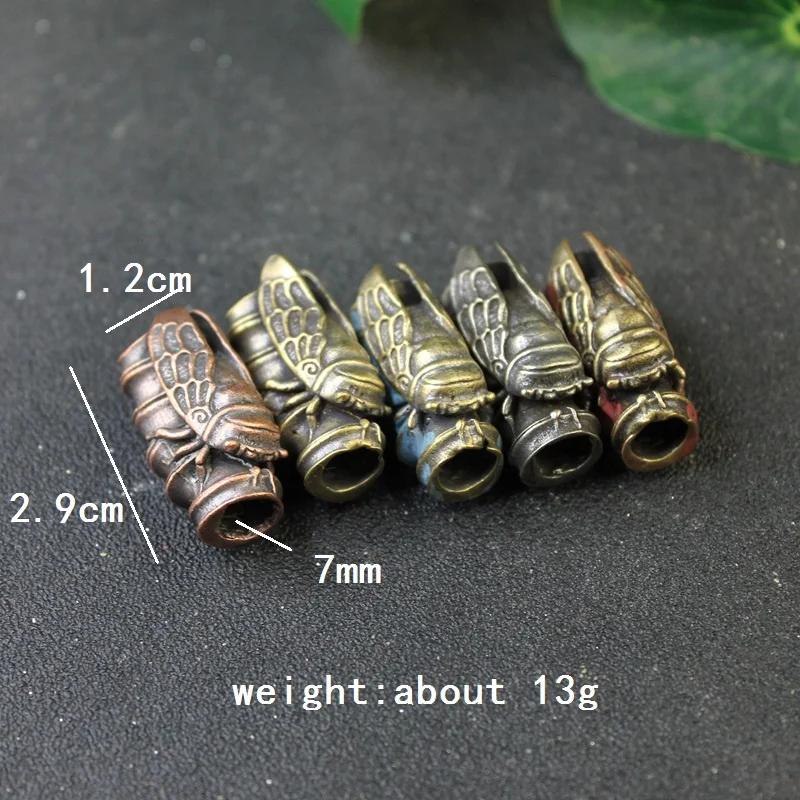 Bamboo Cicada Brass Knife Beads DIY Handmade Paracord Beads Lanyard Pendants Accessories EDC Outdoor Tool Umbrella Rope Hangings view 2