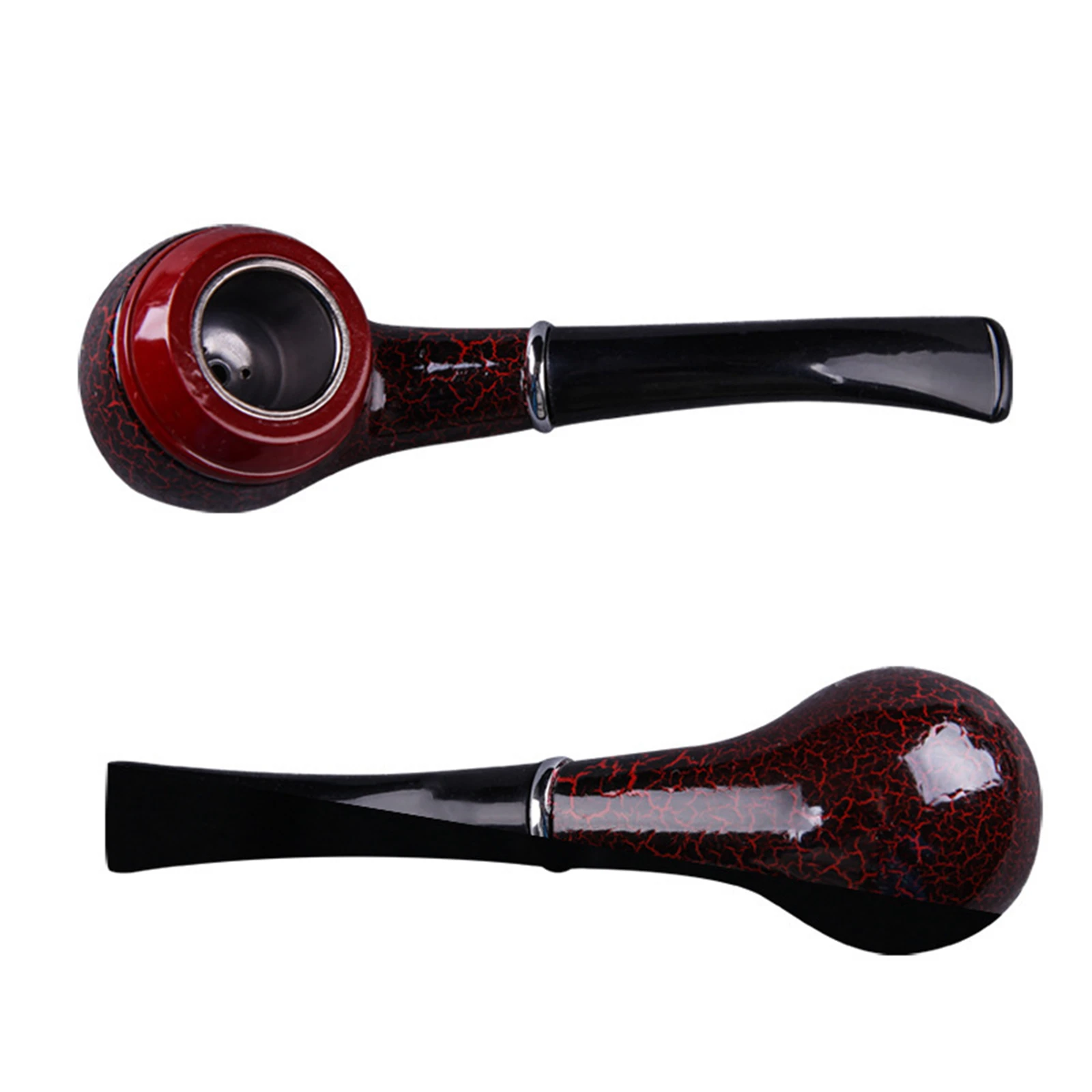 1pc, Solid Wood Resin Tobacco Pipe Red Smoke Pipe Elbow Roll Filter Cigarette Herb Smoking Tools