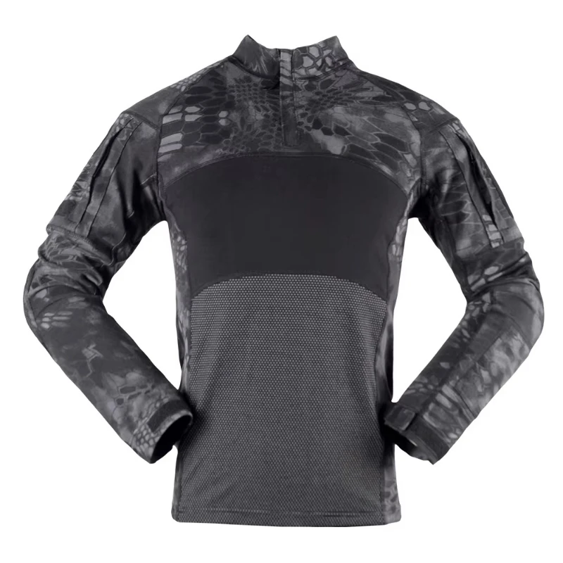 

Tactical Uniform Attack Shirt Long Sleeve Slim Fit Camo T-Shirt with 1/4 Zipper