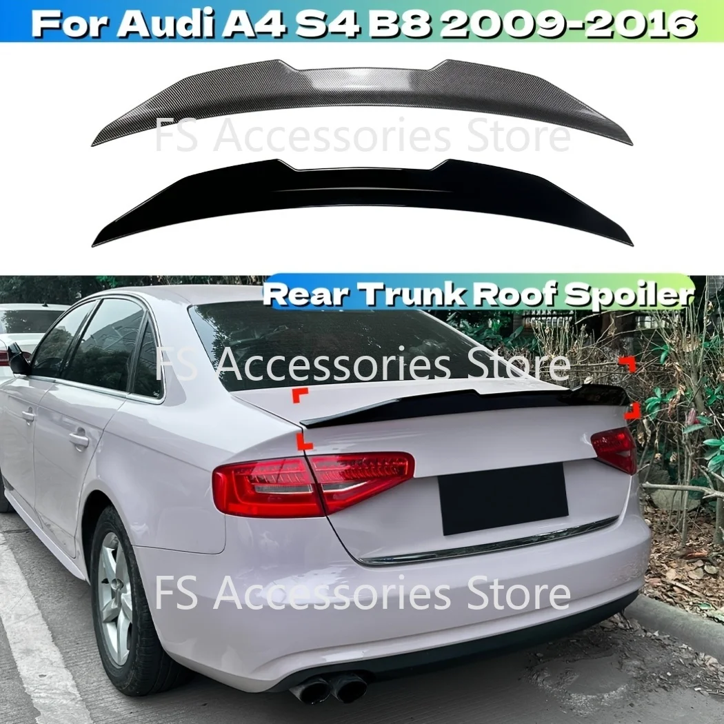 Car Rear Tail Trunk Roof Spoiler Body Kits PSM Style For Audi A4 S4 B8 2009-2016 Tail Wings Glossy Black/Carbon Look