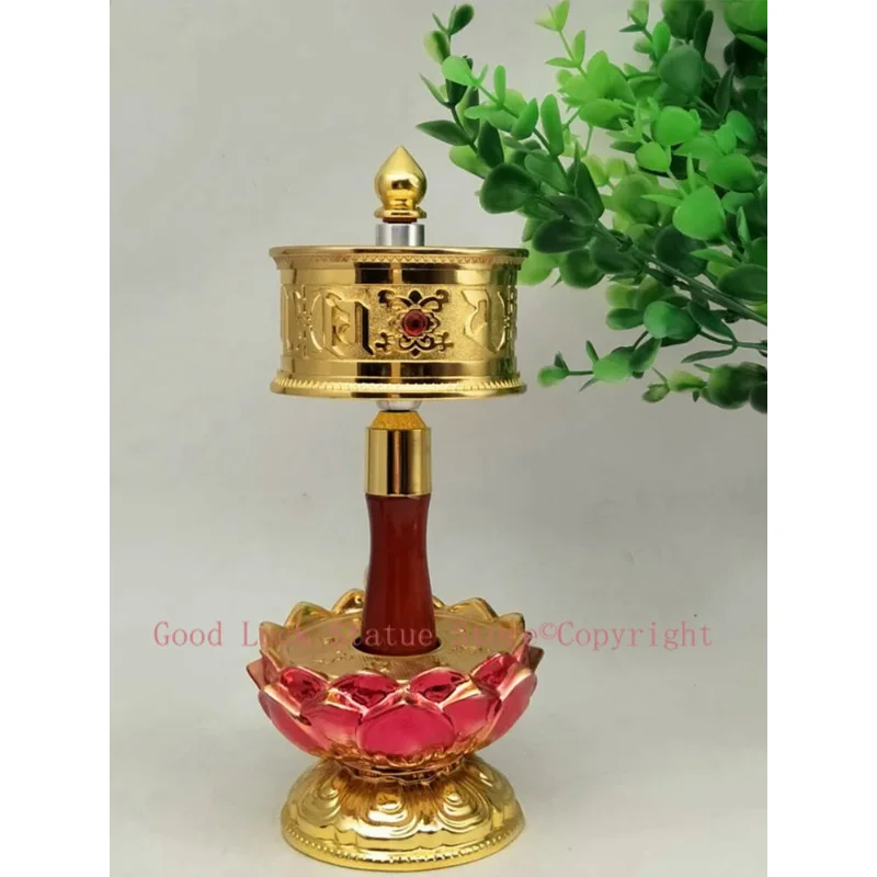 Wholesale Buddhist article Greco-Buddhist Tibet Nepal Buddhism recite chant scriptures Rotating wheel prayer wheel + Lotus base