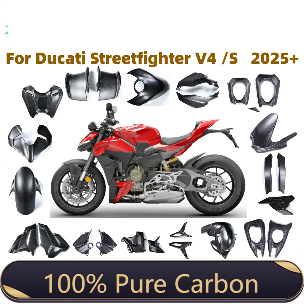 For Ducati Streetfighter V4 / V4S 2025 2026 100% Dry Carbon Fiber Tank Airbox Cover  Motorcycle Body Parts Fairings Kit