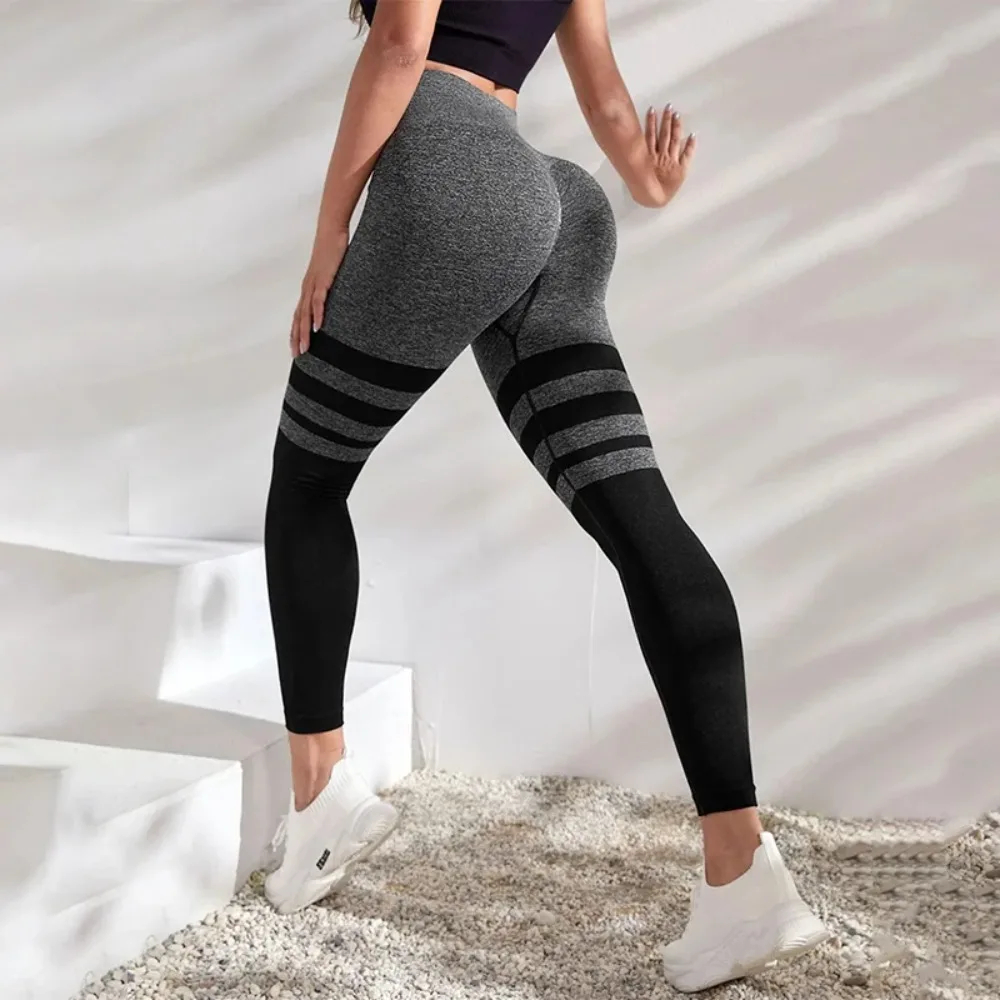 Women's Seamless Camouflage Stripe Hip Lifting Yoga Leggings Tummy Tightening High Waist Peach Butt Sports Fitness Pants Mujer