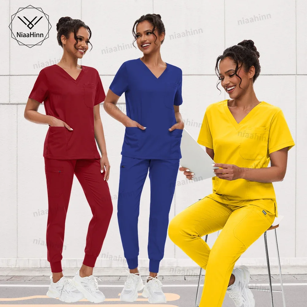 

Scrubs Medical Uniforms Woman Nursing Articles High-quality Working Clothes Unisex Simple Surgical Uniform Breathable Scrub Sets