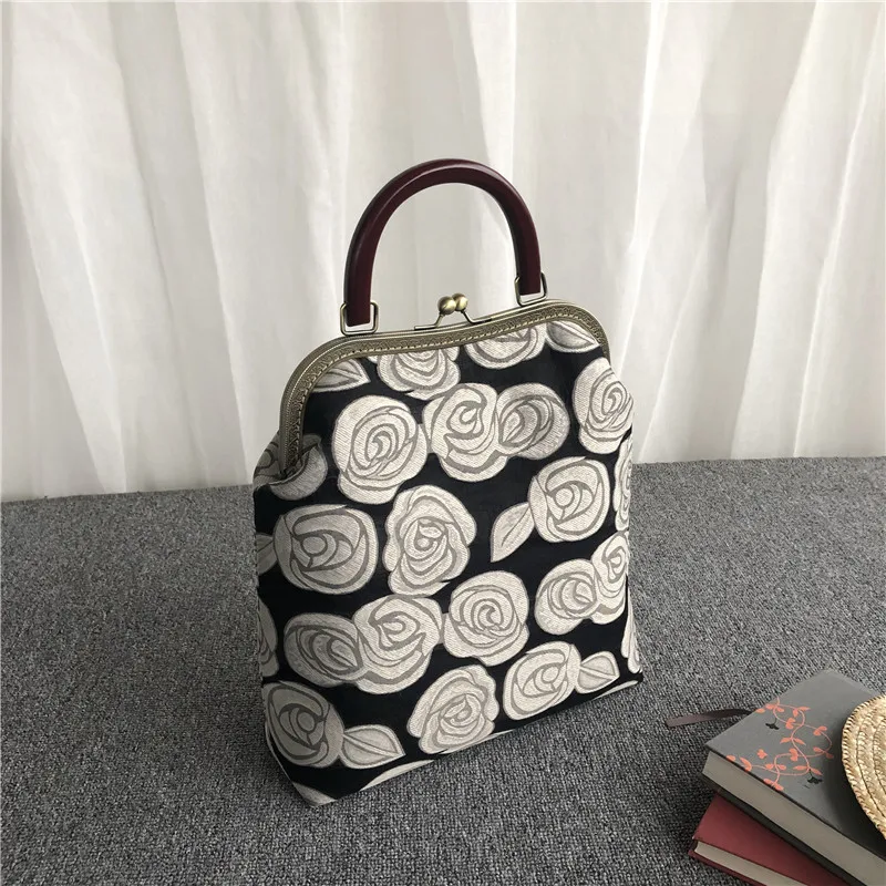 Original Handmade Rose Bag Vintage Fashion Bronze Shell Lock Bags Women Shoulder Bags Women\'s Handbags Purses