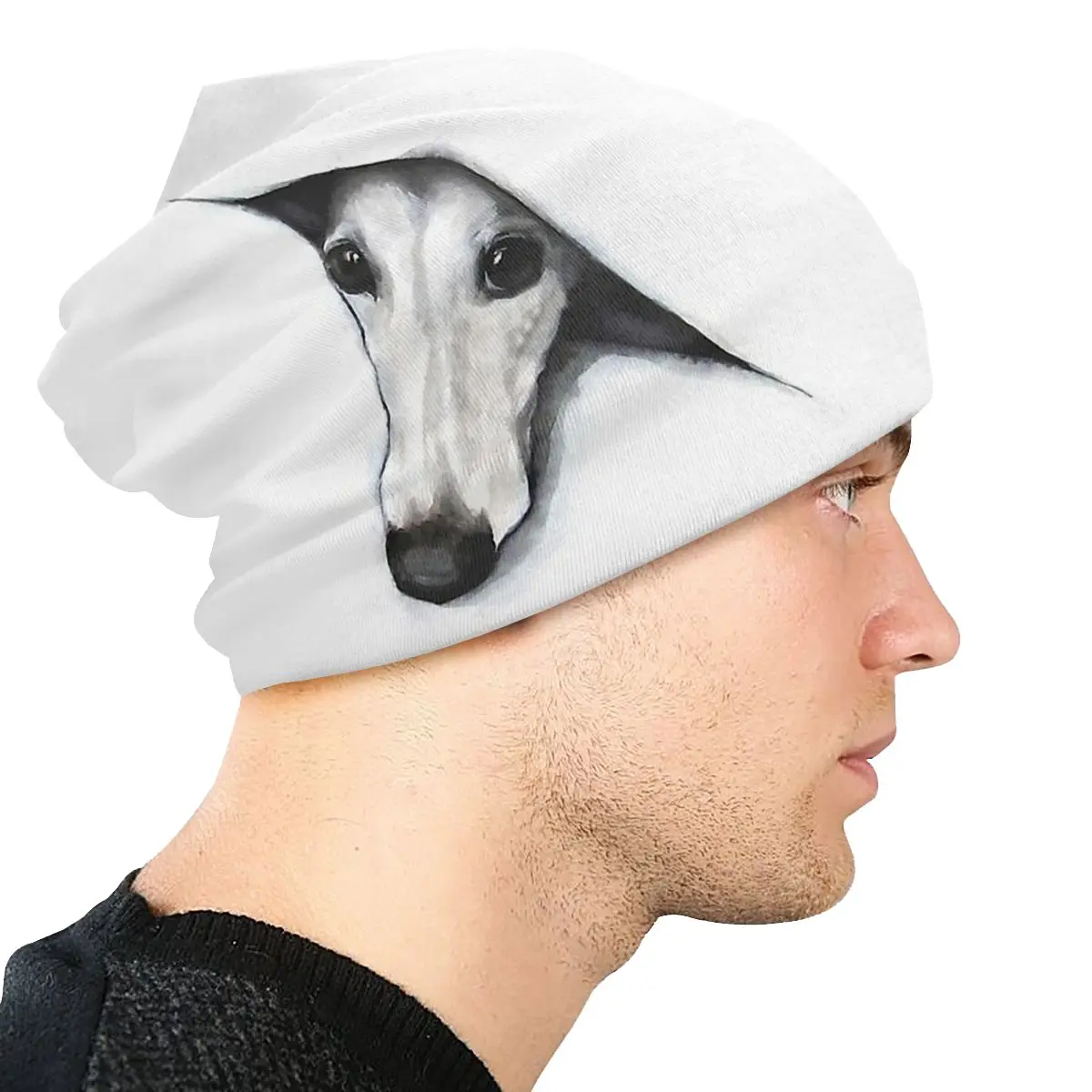 Geryhound Greyhounds Dog Peeping Whippet Men Women Thin Beanies Outdoor Ski Cap Skullies Bonnet Hat