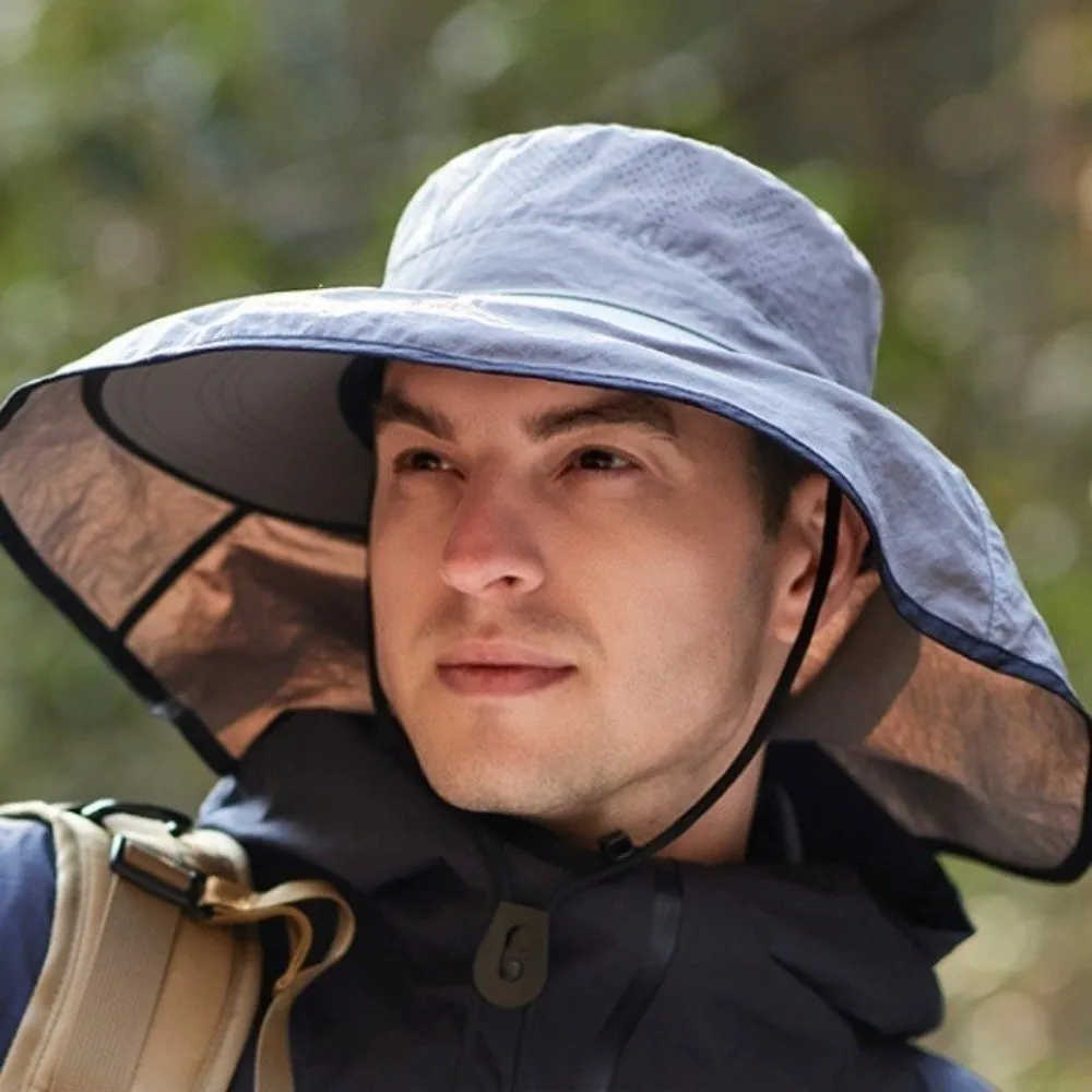 Fashion Solid Color Sunshade Shawl Cap Breathable Wide brim Neck Protection Hat Thin Polyester Neck Cover Hiking Cap Jogging