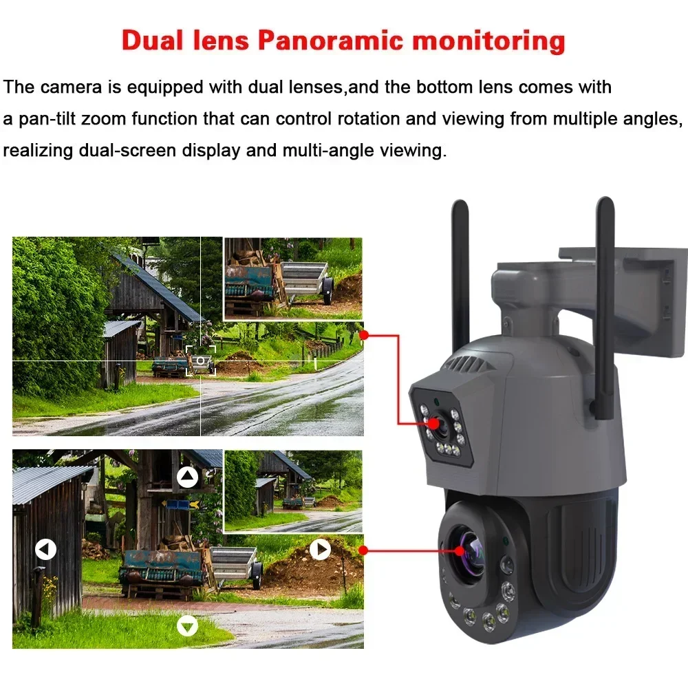 6MP Wifi PTZ IP Camera Outdoor Dual Lens Dual Screen 50x 30X Zoom Human Detection Wireless CCTV Security Surveillance Camera 2K