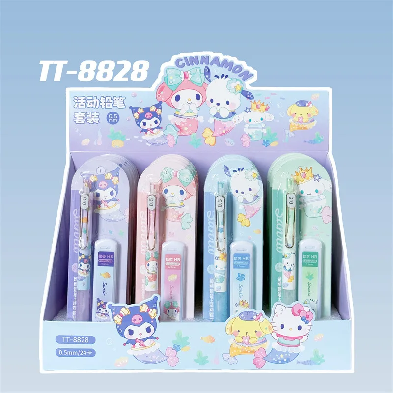 

4/24pcs Sanrio Family 0.5mm Mechanical Pencil Set Stationery Refill Not Easy To Break Lead Automatic Pencil Wholesale Gifts