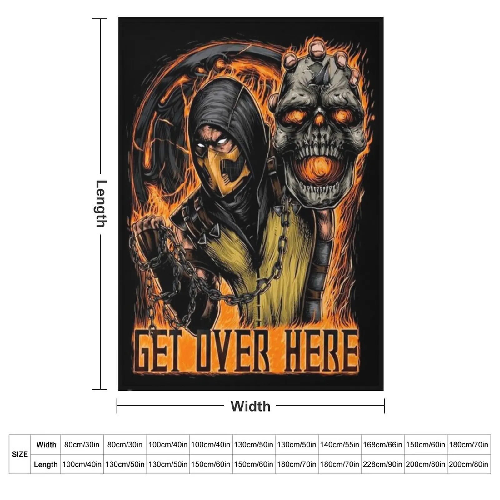 Mortal Kombat Scorpion Get Over Here Throw Blanket couch cozy soft plush fuzzy picnic outdoor blanket