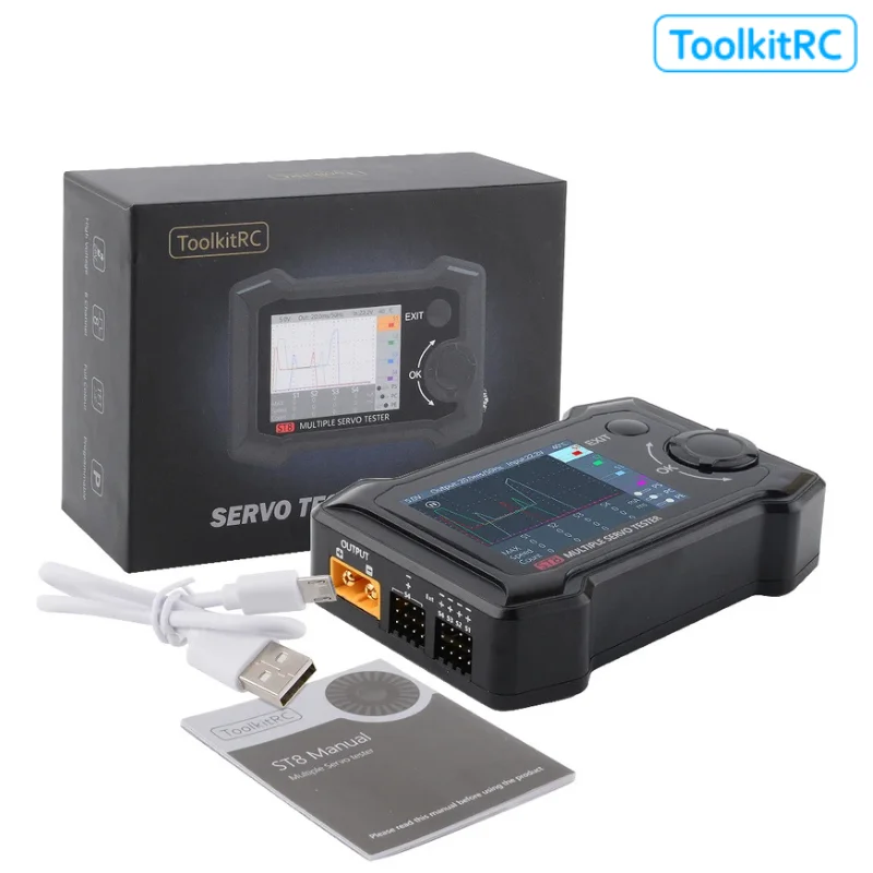 ToolkitRC ST8 8CH 100W 2A 2.4 TFT 7-28V 8-Channel Servo Integrated Tester 4 Independent Interface PWM/PPM/SBUS  Signal Test