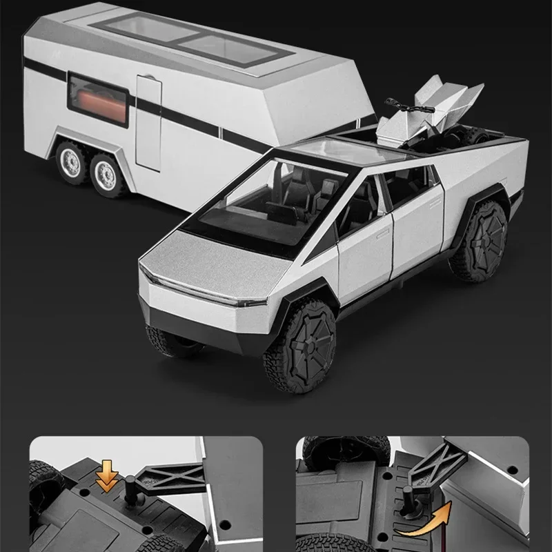 1/32 Tesa Cybertruck Pickup Legering Model Auto Diecasts Terreinwagens Vrachtwagen Auto Model Geluid Licht Kinderen Speelgoed Gift