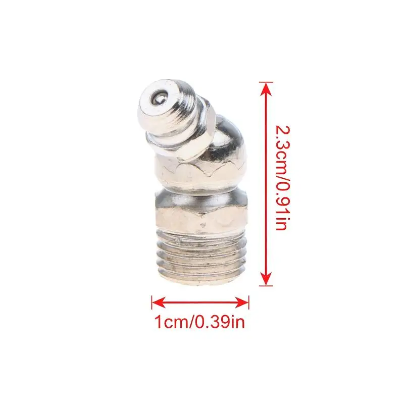10 Stück M6 Eisen-Zink Hydraulik-Schmiernippel-Armaturen 45-Grad-Winkel-Schmiernippel-Armaturen mit Staubschutzkappen – Detail 11