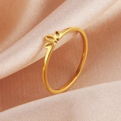 COOLTIME Lotus Rings for Women Stainless Steel Couple Ring Wedding Engagement Gifts Minimalist Rings Trend Jewelry