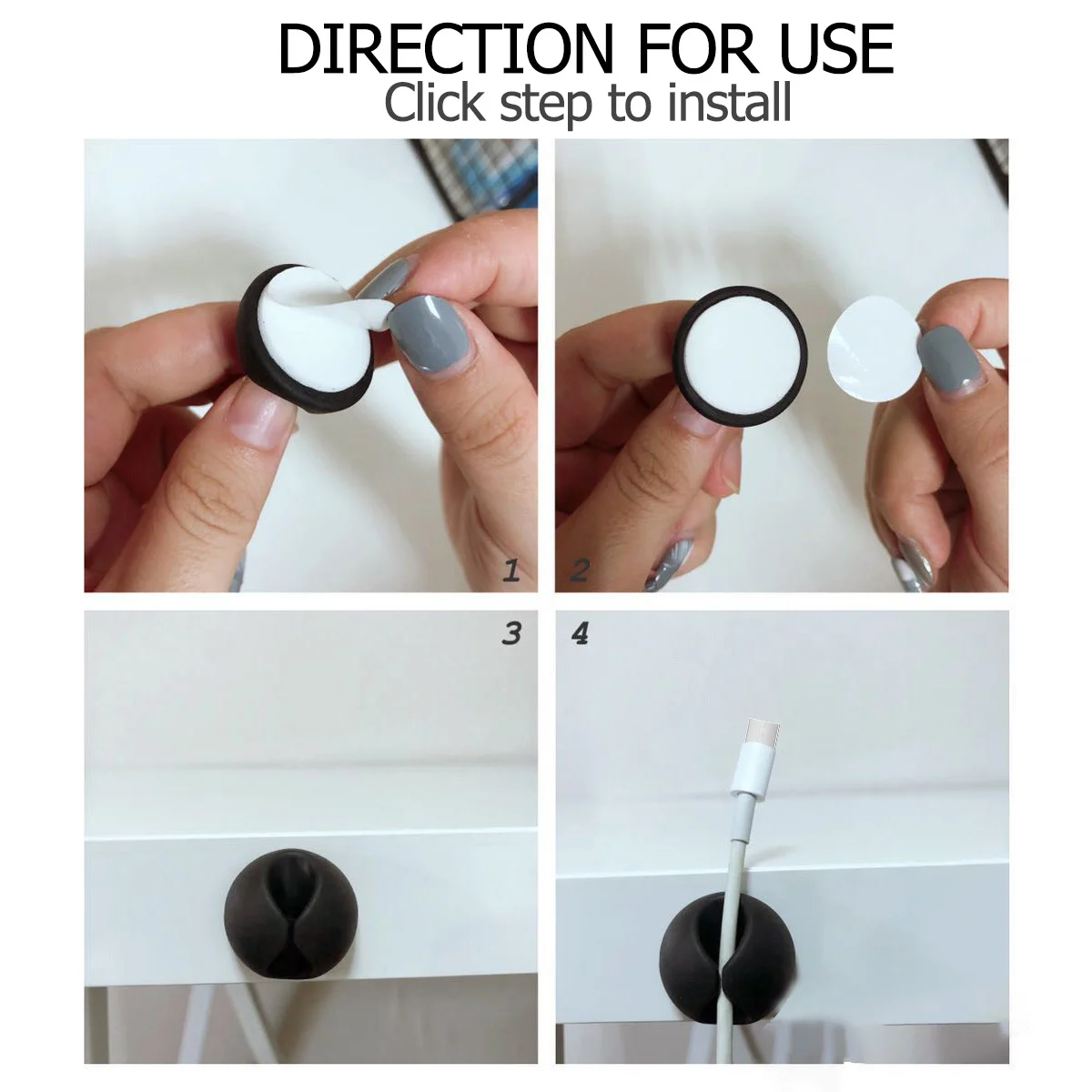 12Pcs Cable Clips Strong Adhesive Cable Holder Desk Wire Organizer USB Audio Cord Management System Tie Wire Holder