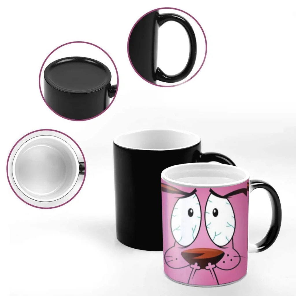 Cartoon T-COURAGE C-Cowardly Dogs Creative Change Ceramic Mug Heat Revealing Coffee Cup Breakfast Cup Mug Gift