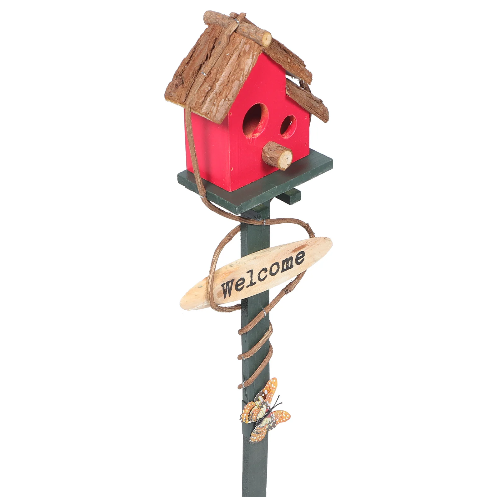 

Garden Bird House Decorative Stake Outdoor Yard Lawn Ornament Bird Nest Feeder Random Color Lightweight Insert Soil Simple