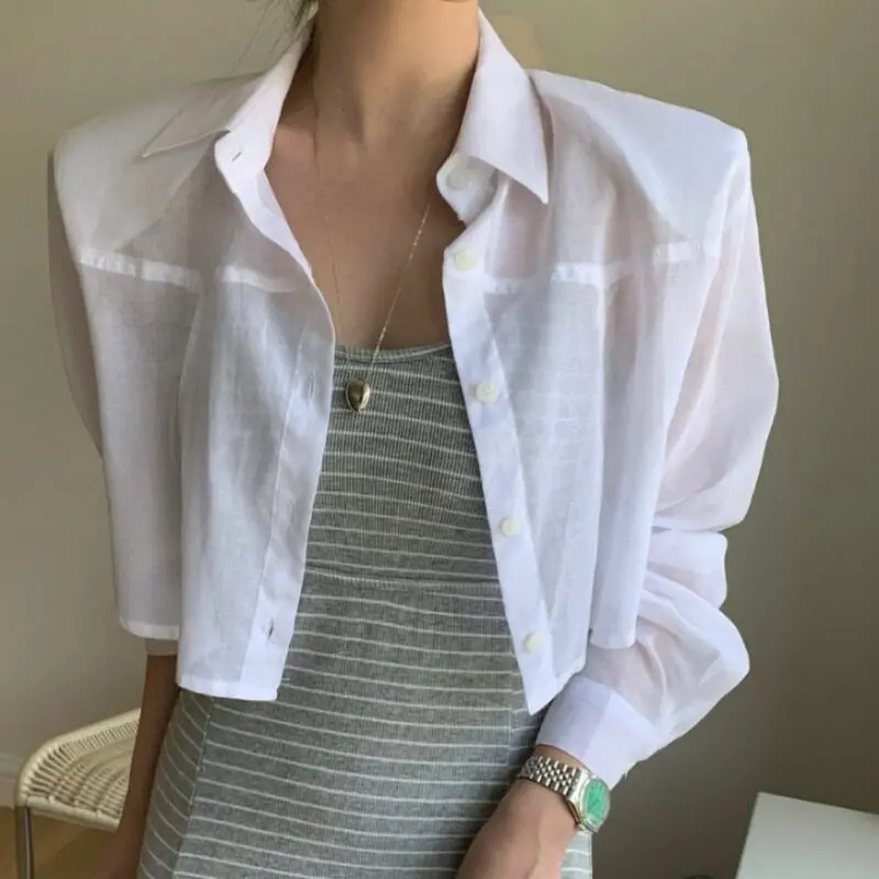 

Loose French Sle Women's irt Spring 2026 Long Sve Turn-down Collar ort Faionable Top Cotton Material Non-stretch