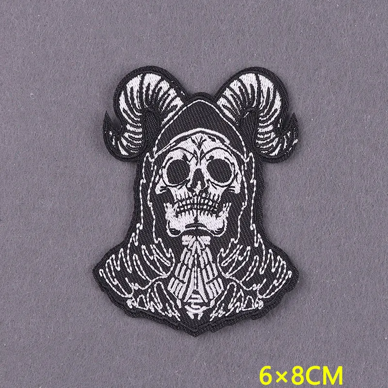 Gothic Patch Embroidered Patches For Clothing DIY Mystery Stripes Iron On Patches On Clothes Devil Badges On Backpack Accessory