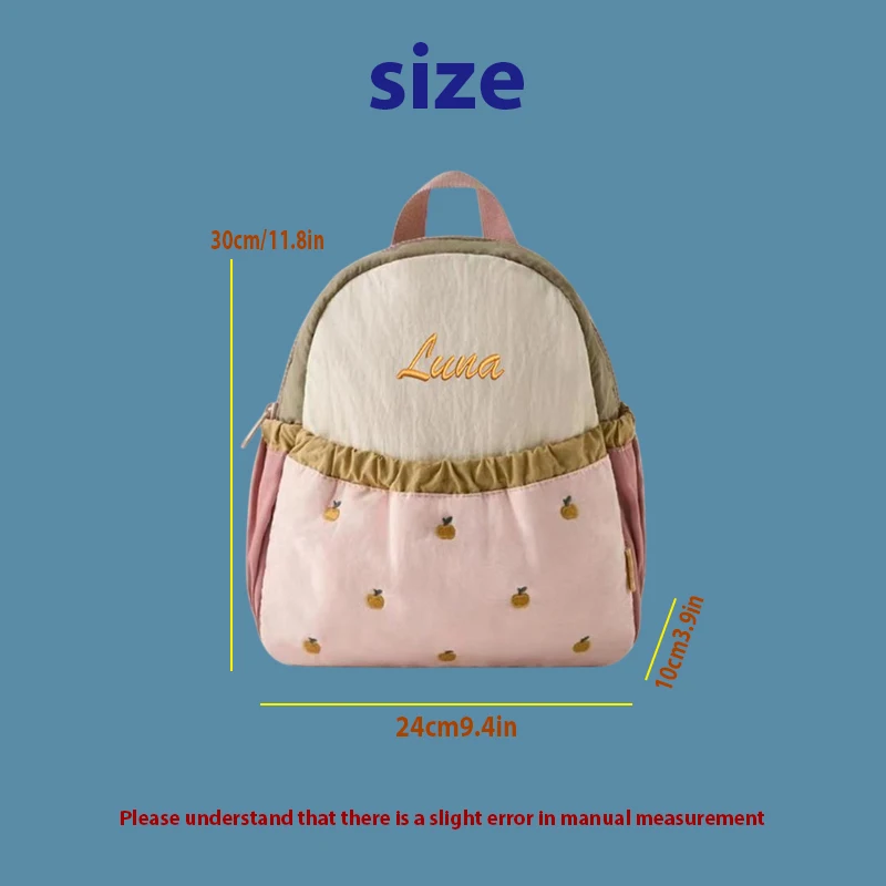 Customised Dopamine Colour Block Design Apple Embroidery Backpack Casual Backpack Suitable for School Daily Outings Etc, Gifts