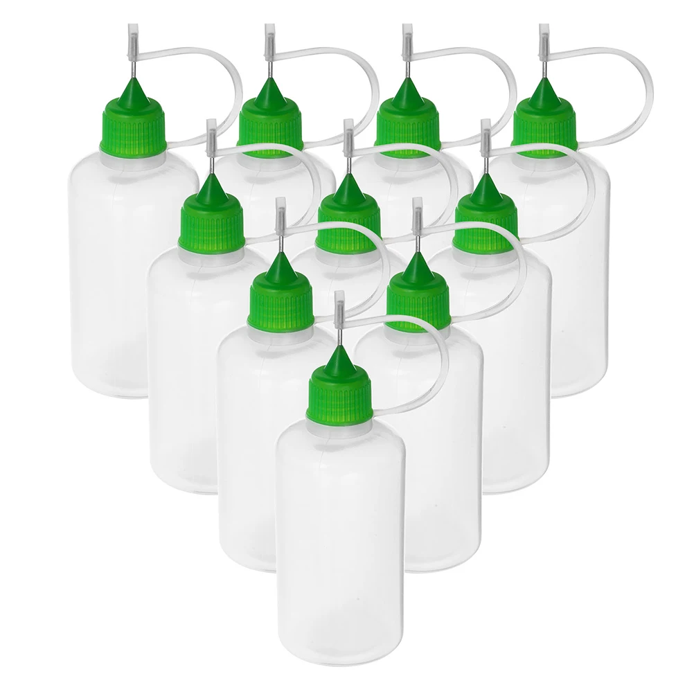 

12 Pcs 50ml Green Cap Glue Water Bottling Plastic Dispenser Squeeze Bottles for Paint Liquids Diy Studio Needle Tip Bottle