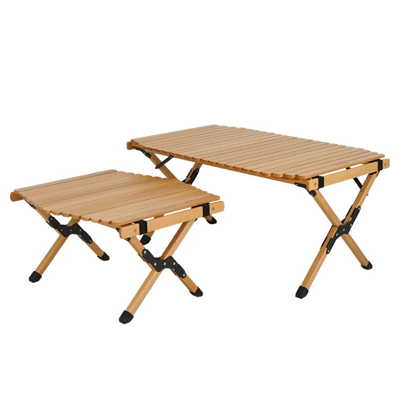 

Outdoor Folding Chicken Rolls Table, Camping Self Driving Household Portable Solid Wood Picnic Table,L312