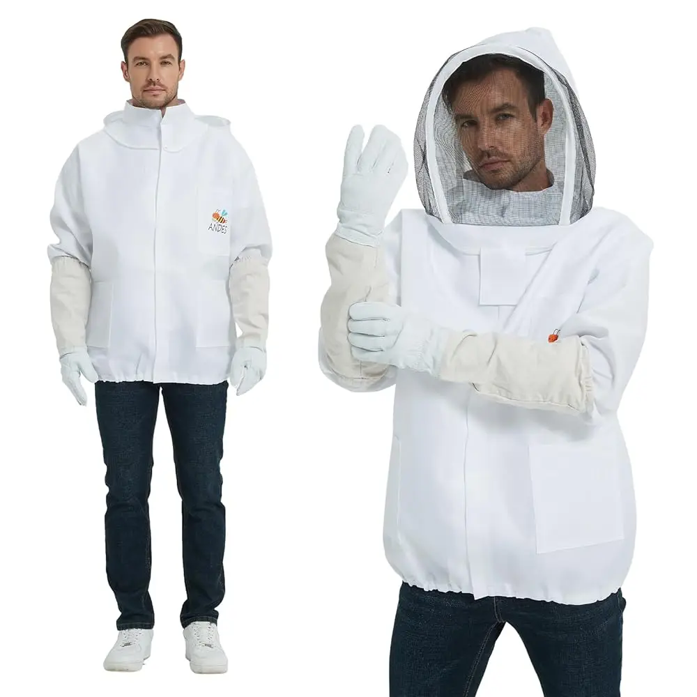 

Bee Suit Jacket- Beekeeping Jacket for Men Women Smock with Veil- sting proof Professional Bee Jacket with Beekeeping sheepsk