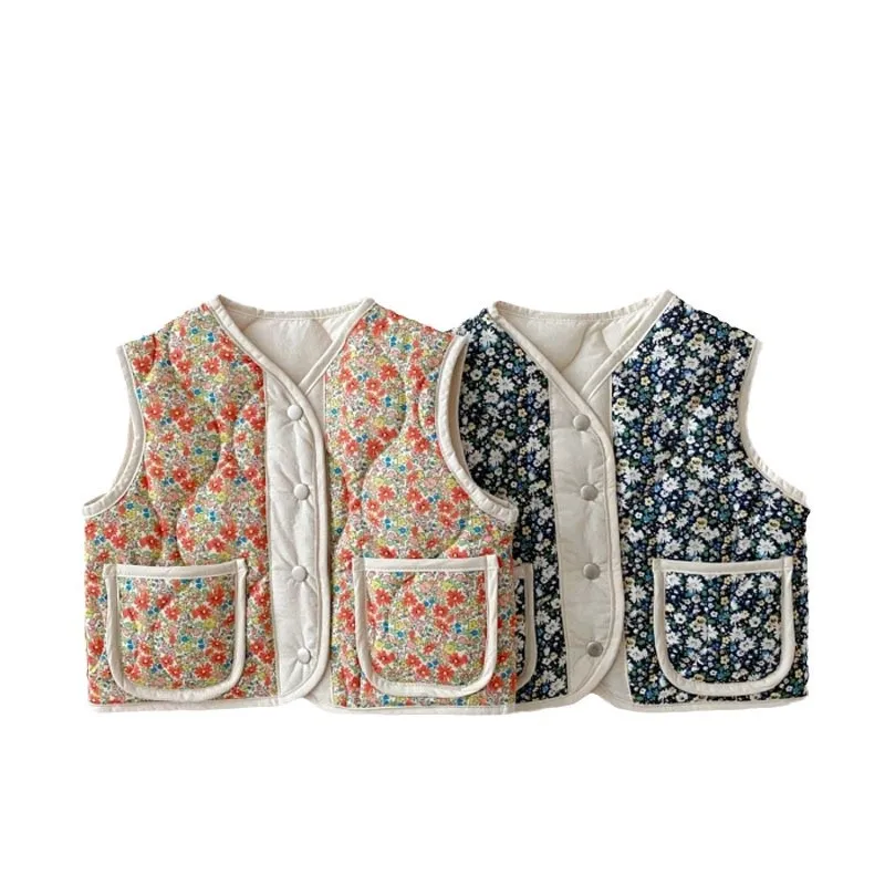 2025 شتاء جديد طفل بلا أكمام سترة صوف الرضع الفتيات الأزهار سترة سترة زائد المخملية سميكة طفل معطف دافئ ملابس الطفل #6