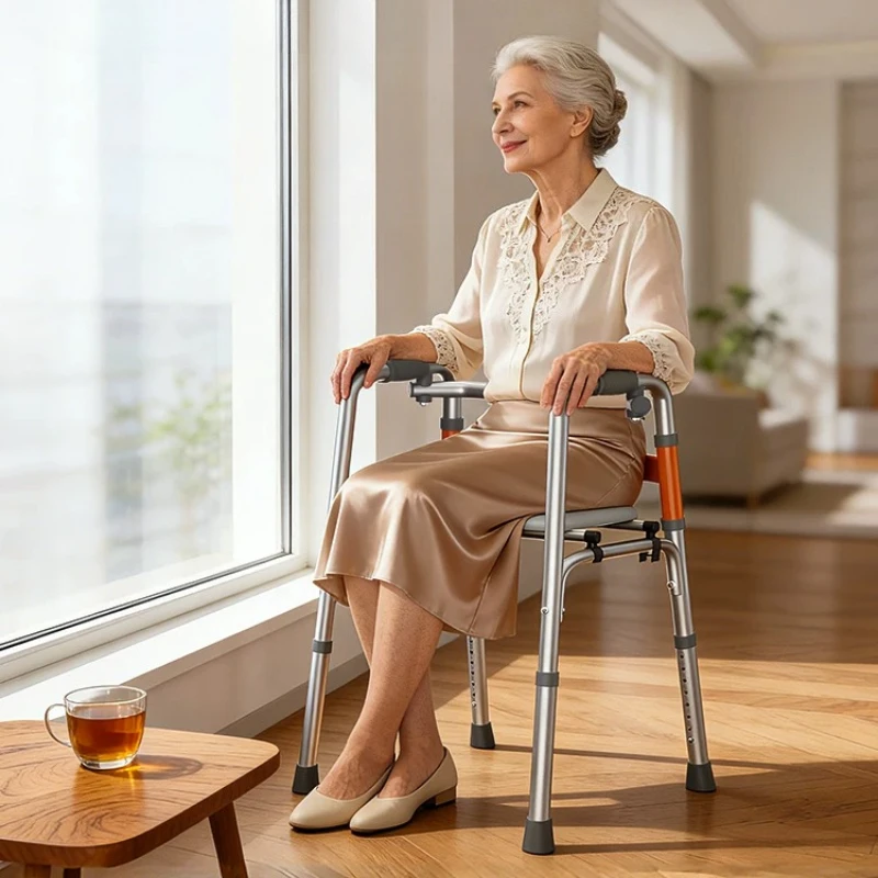 

Rehabilitation Mobility Aid Walker Chair , Disabled Mobility Walking Stick Chair ,Four-Legged Armrest Frame, Walkers for Elderly