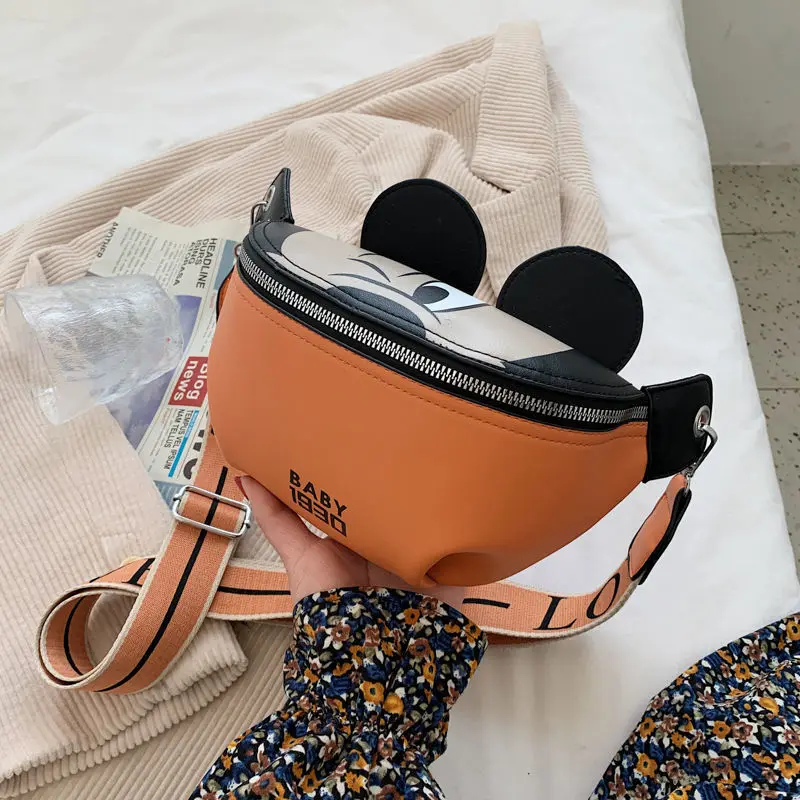 Disney Mickey Women\'s Waist Bag New Luxury Brand Girl Chest Bag High Quality Large Capacity Fashion Trend Messenger Bag