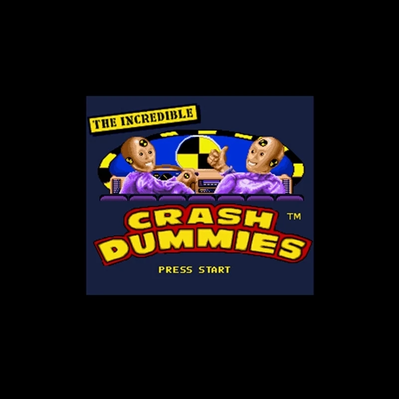 Incredible Crash Dummies NTSC Version 16 Bit 46 Pin Big Gray Game Card For USA Game Players