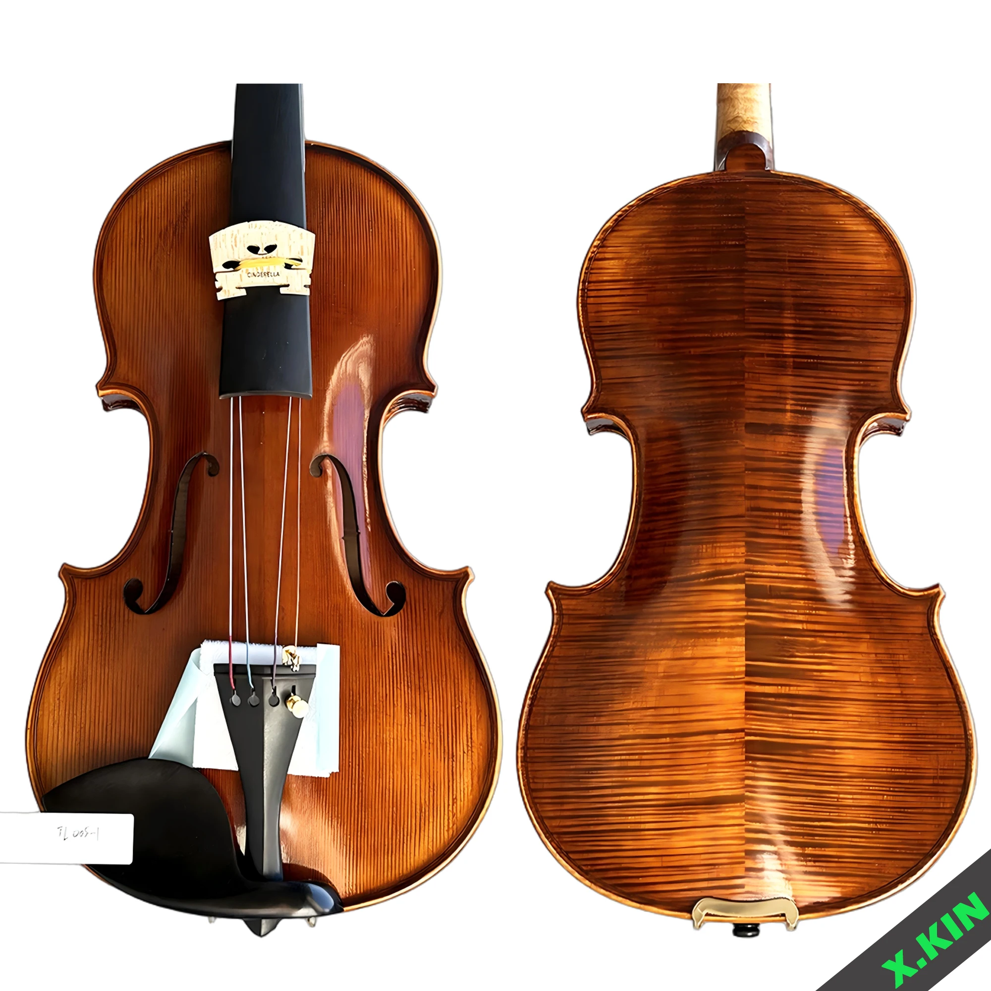Violin4/4 Solid Wood Violin with Maple Back & Tiger Stripe Pattern Handcrafted Violin
