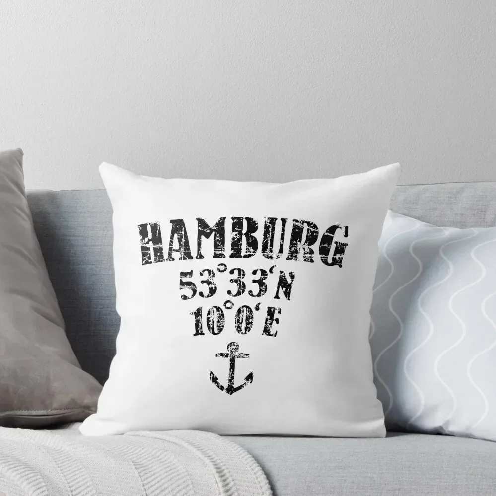 

Hamburg Koordinaten Vintage Schwarz Throw Pillow Sofa Decorative Covers Pillow Decor Throw Pillow Covers