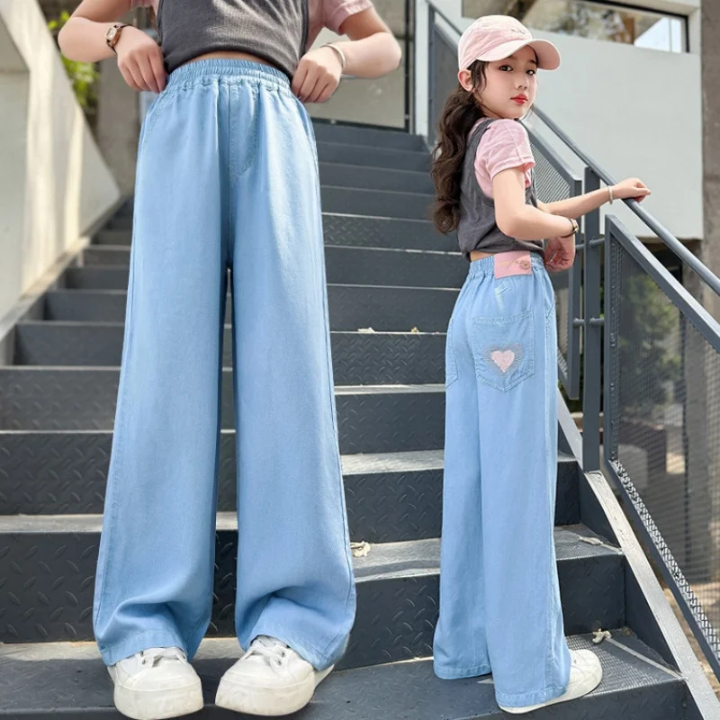 الفتيات الصيف الحب المطرزة الدينيم السراويل الضوء الأزرق صغار الصيف السراويل الجديدة للأطفال السراويل المضادة للبعوض