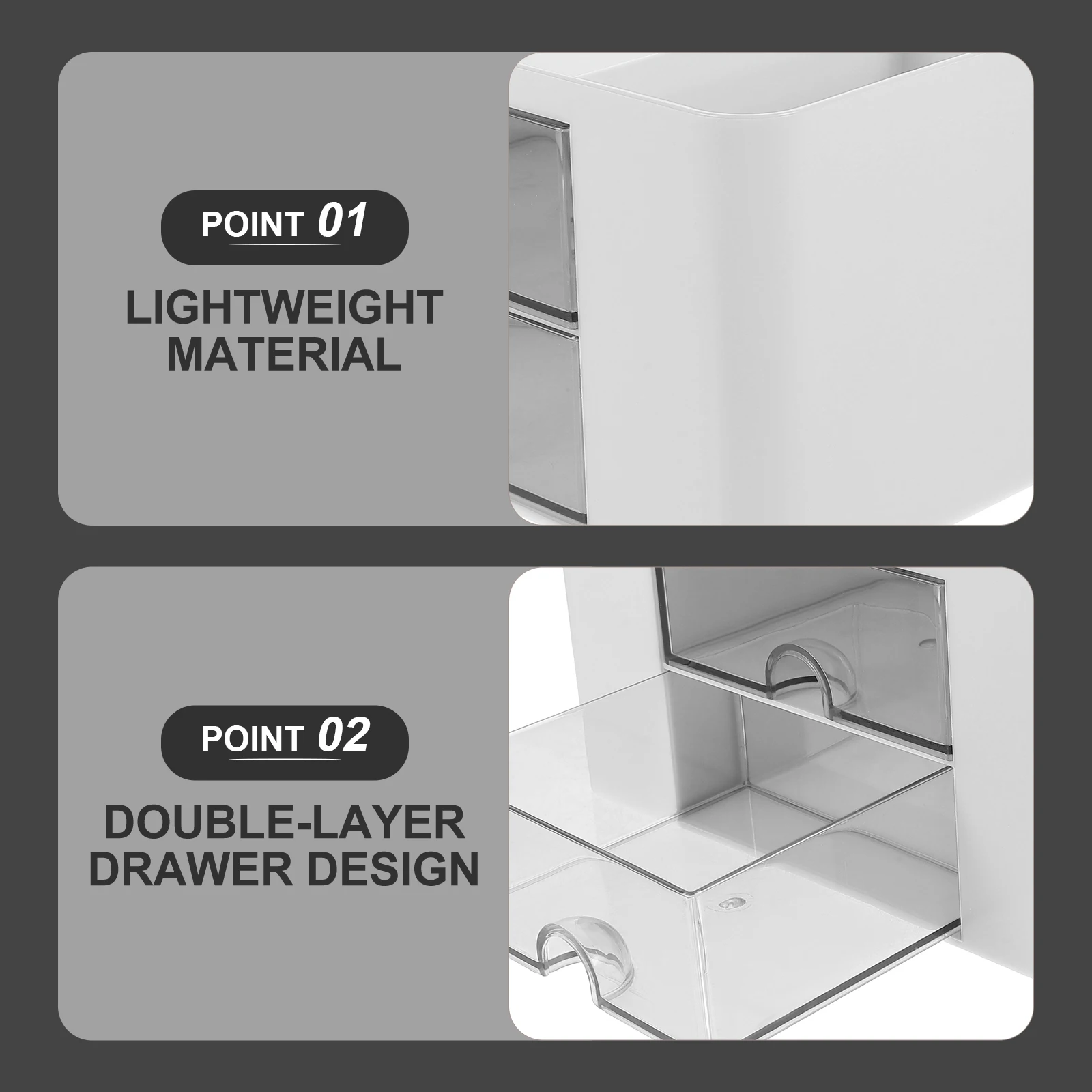 

Multi-Layer Drawer Style Storage Box Transparent Desktop Organizer For Office Stationery Makeup Plastic Drawers Container