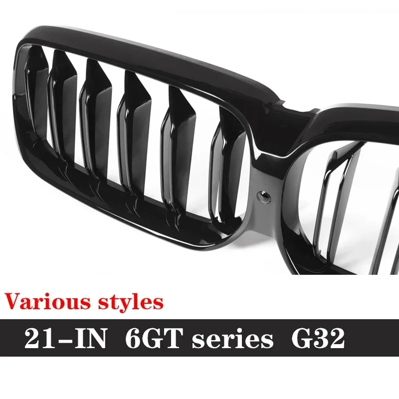 For BMW 6 Series GT G32 640i 630i 2021+ Grill Kidney Grille Glossy Black ABS Color Plastic Front Bumper Auto Decor Grill