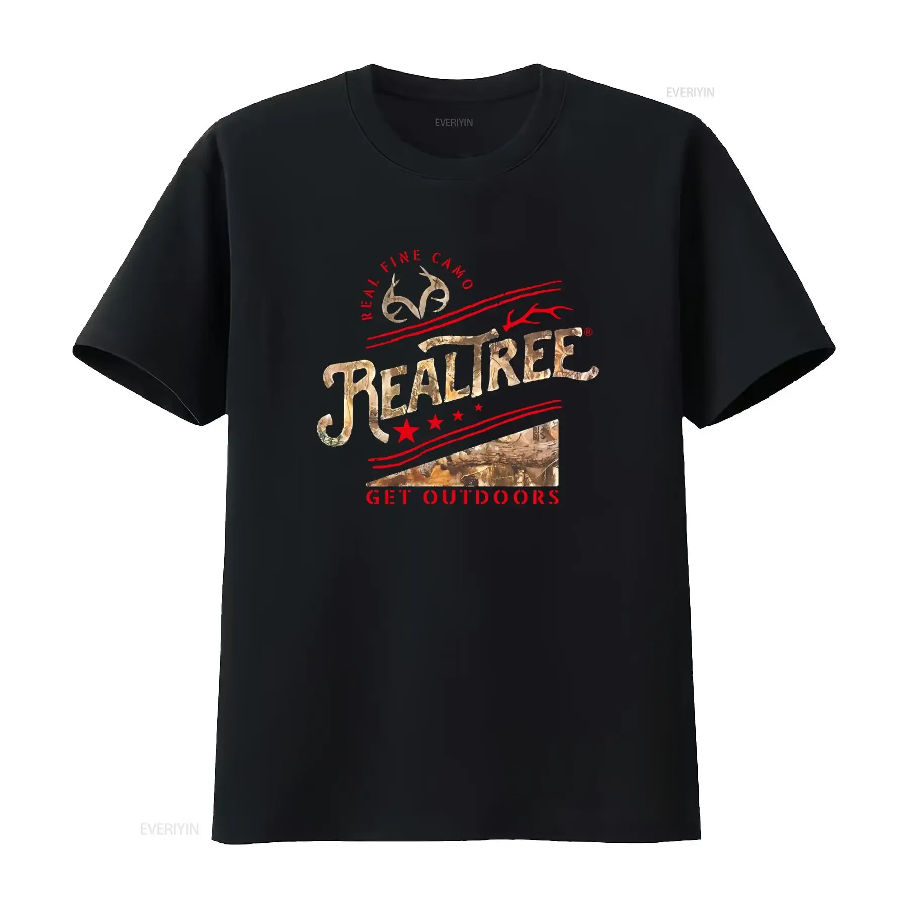 T-shirt homme Realtree noir avec motif camouflage, taille XL, EUC 637, design authentique, style outdoor, graphisme vintage délavé, tendance.
