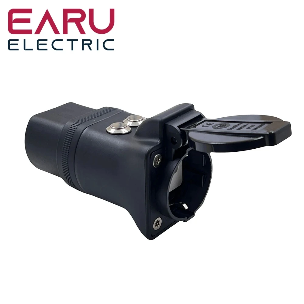 With Switch New Portable 220V Type 2 Male Plug to Schuko Socket EV Charging Adapter For EV Charger EV Connector