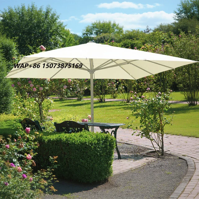 FEAMONT 5*5*m  Large Umbrella Heavy Duty Aluminum Frame Can Be Installed Marble Weighted Base for Garden Backyard Resort