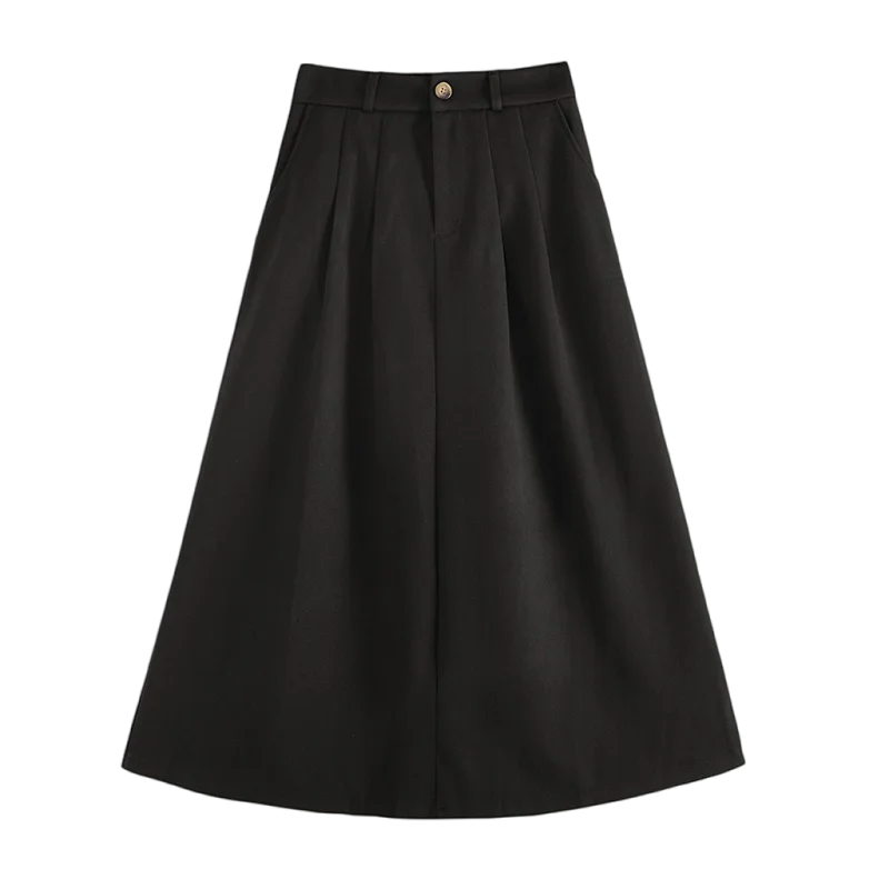 Seoulish Autunm Winter Vintage Woolen Women's Umbrella Long Skirts 2025 New High Waist Korean Casual Loose A-line Skirts Female