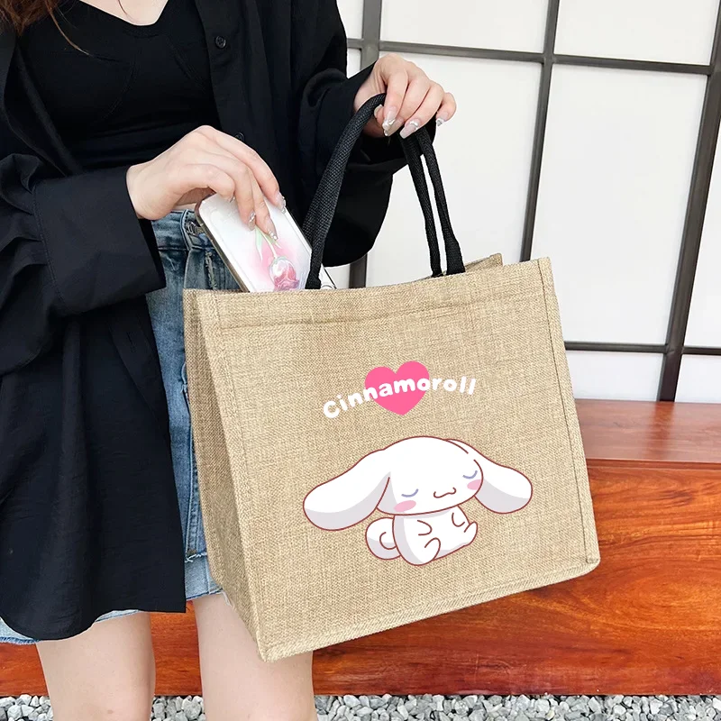 

Cinnamoroll Linen bag Hand-painted cotton sacks Jute portable imitation sacks Linen bags Shopping bags Laminated bags