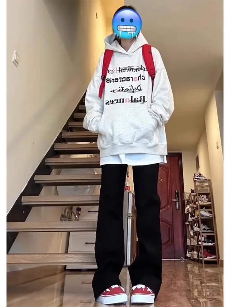 

Teenage Straight Leg Jeans Men's Slimming Long Leg Effect Bla American High Street Sle Winter Wear Polyester Cotton Blend