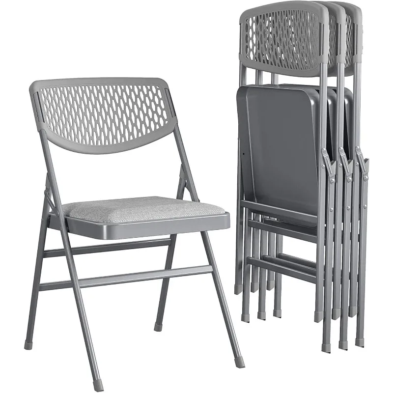 Ultra Comfort Commercial Fabric and Resin Mesh, Gray, 4-Pack Folding Chair, 4 Pack