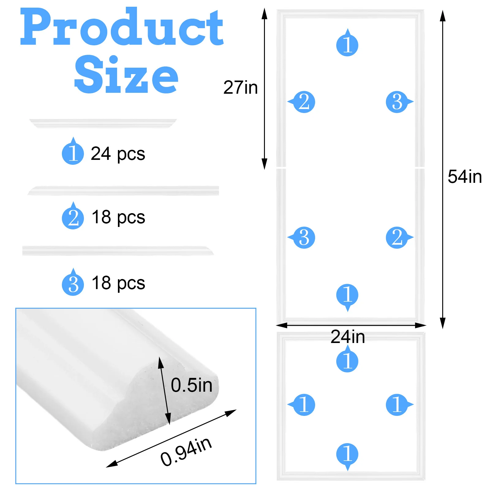 4 Set Peel And Stick Wall Molding Kit,Pre-Cut Wall Molding Wainscoting Panels For Walls Accent Moldings Peel And Stick Panel Dec